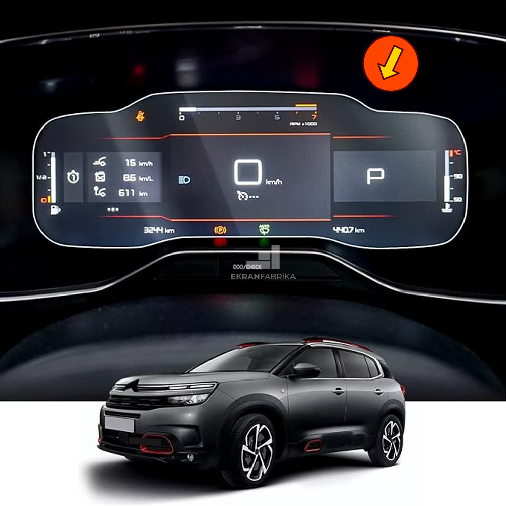 Citroen C5 Aircross 12.3'' Gösterge Ekran Koruyucu 9H+